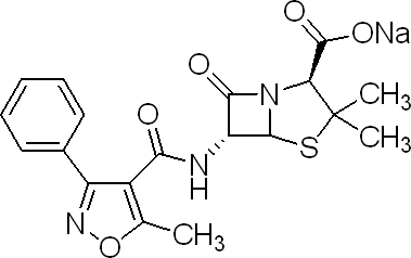 苯唑西林钠,1173-88-2,结构式